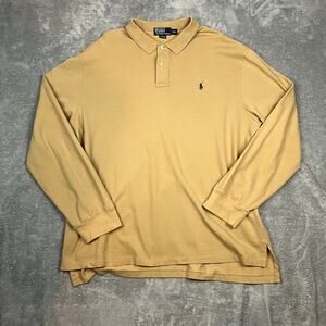 Polo Ralph Lauren Long-Sleeved Polo Shirt with Collar Mens XXL Tan Big and Tall